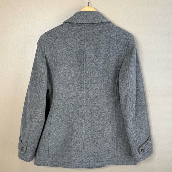 LL Bean Coat Size 8 Womens Gray Bellandi Wool Peacoat Italian Classic Nautical - Picture 2 of 13